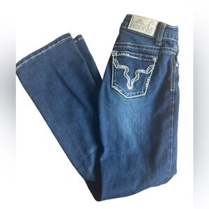 Girls Rockin C Dark Wash Embroidered Jeans Sz 10